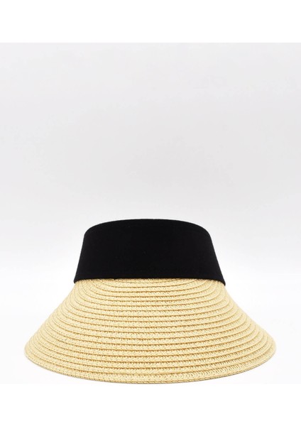 Kadın Geniş Siperli Bej Vizör Hasır Plaj Şapkası fiyatları