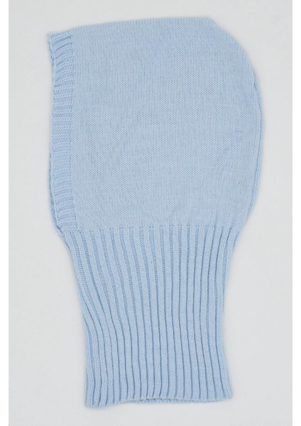 Balaclava Kadın Triko Kar Maskesi Bere Boyunluk Bebe Mavi