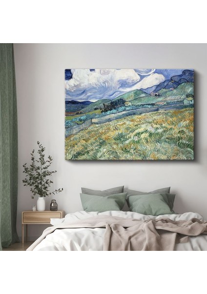 Vincent Van Gogh - Buğday Tarlası ve Dağlar Kanvas Tablo