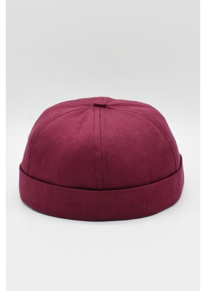 Bordo Hiphop Docker Şapka %100 Pamuk Katlamalı Cap
