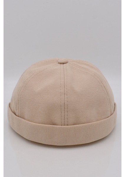 Kadın Hipster Katlamalı Cap Bej Docker Şapka