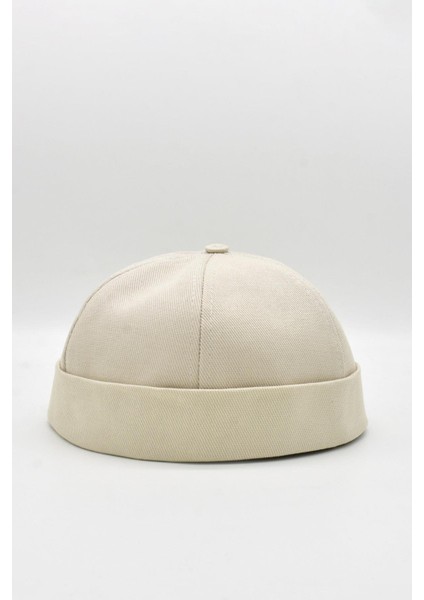 Bej Hiphop Docker Şapka %100 Pamuk Katlamalı Cap