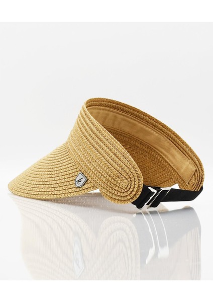 Kadın Geniş Siperli Vizör Hasır Plaj Şapkası Camel indirimleri