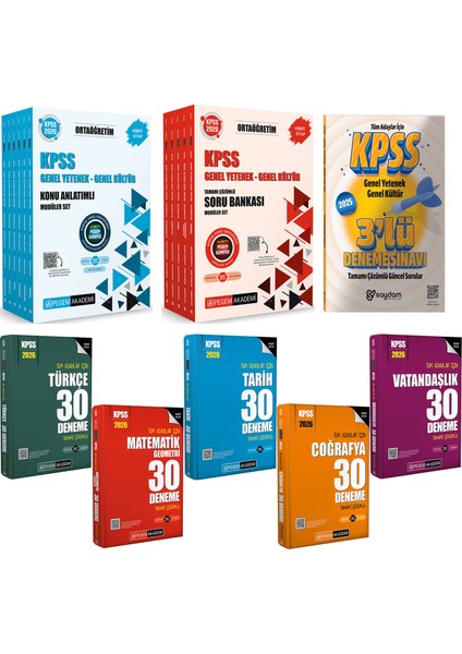 2026 Kpss Ortaöğretim Konu Anlatımlı 6 Kitap-Soru Bankası 5 Kitap-Tüm Dersler Çözümlü 30 Deneme
