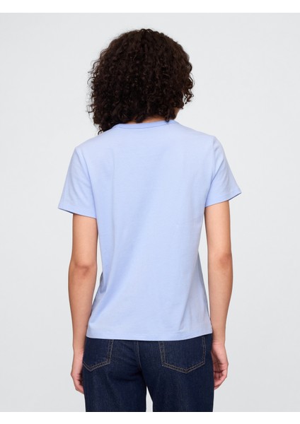 Kadın Açık Mavi Bisiklet Yaka T-Shirt indirimleri