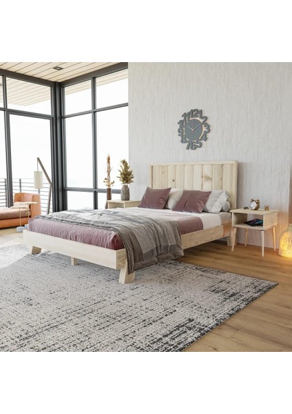 Hüma Model Doğal Çam Ahşap Karyola ( Dikey )