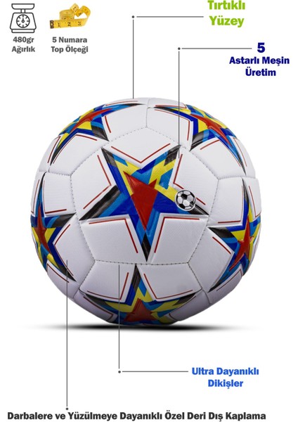 Pompalı Uefa Şampiyonlar Ligi Dikişli Futbol Topu Halı Saha Çim Beton Zemine Uygun Maç/idman No:5 fiyatları