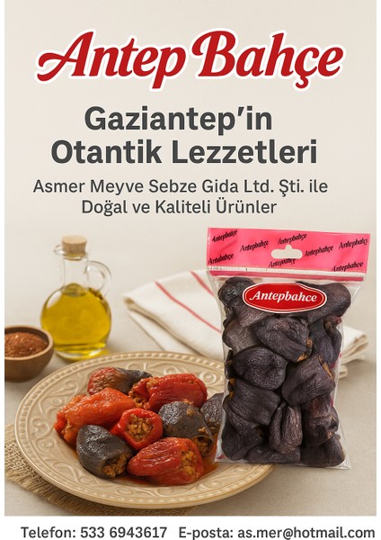 Dolmalık Kuru Patlıcan 3 Paket (15O Adet) Dolmalık Antep Patlıcanı
