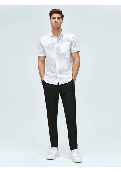 Casual Regular Fit Erkek Keten Chıno Pantolon