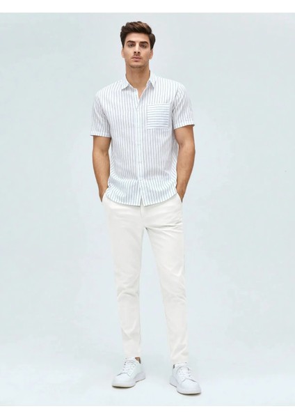 Casual Regular Fit Erkek Keten Chıno Pantolon