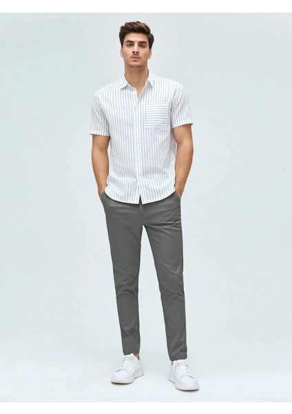 Casual Regular Fit Erkek Keten Chıno Pantolon