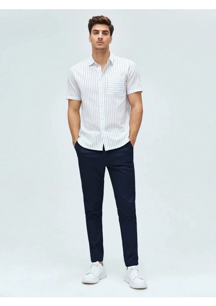Casual Regular Fit Erkek Keten Chıno Pantolon