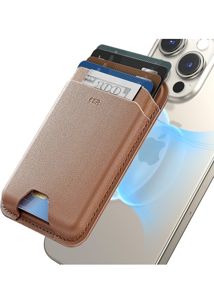 Apple iPhone Cüzdan Halolock Magsafe Boost Wallet - Kahverengi
