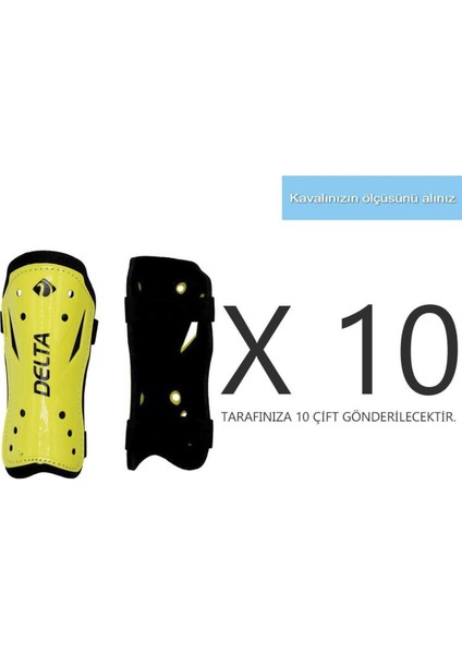 Sarı 10 Çift (20 Tekli) Tekmelik Futbol Tekmeliği Futbolcu Kaval Koruyucu (Çift Cırtlı) Sarı Çift
