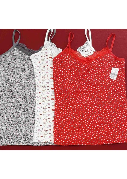 Mıly Mery Lingerie Kız Çocuk Ip Askılı V Dantelli Atlet 3'lü Paket 12-13 Yaş