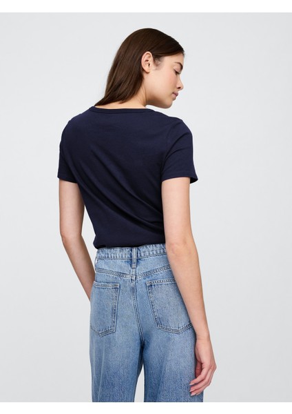 Kadın Lacivert V Yaka T-Shirt indirimleri