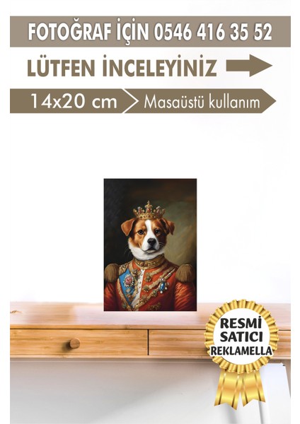 No:48 Kişiye Özel Tasarım Evcil Hayvan Tablosu Patili Hediyelik Kraliyet Kıyafetli Portresi