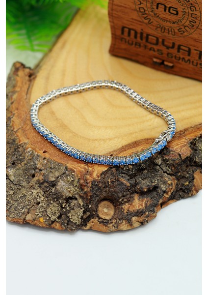 Kuvars Taşlı Su Yolu Model 925 Ayar Gümüş Baget Kadın Bileklik 201023995 modelleri