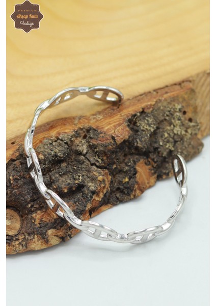 Zincir Tasarım 925 Ayar Gümüş Kadın Bilezik 201023991