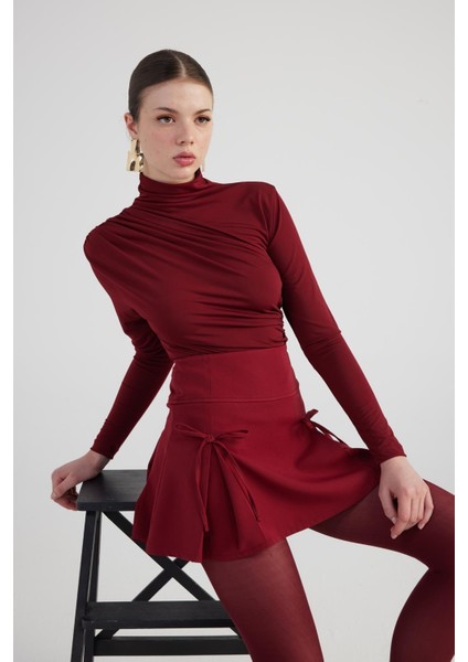 Elena Şort Etek Bordo modelleri