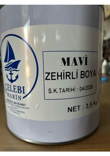 Çelebi Marin Sezonluk Tekne Zehirli Boyası Mavi 3.5 Kg