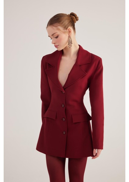 Deja Blazer Ceket Bordo