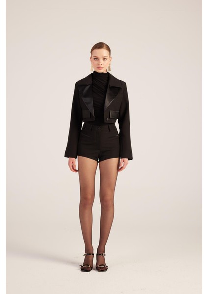 Camila Crop Blazer Ceket Siyah