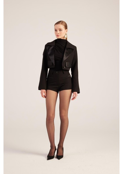 Camila Crop Blazer Ceket Siyah