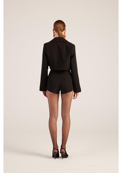 Camila Crop Blazer Ceket Siyah