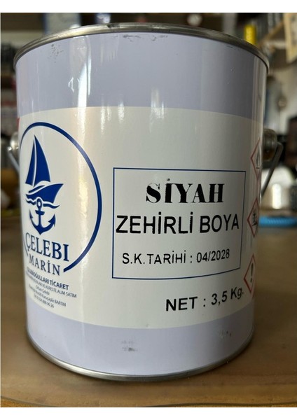 Çelebi Marin Sezonluk Tekne Zehirli Boyası Siyah 3.5 Kg