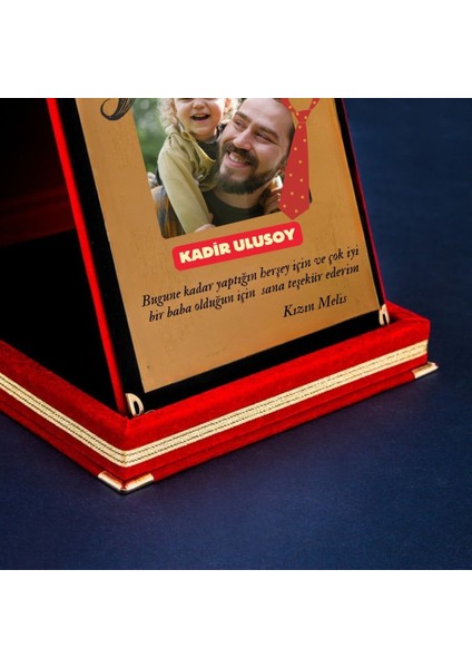Babalar Günü Hediyesi Fotoğraflı Mesaj Yazılı Plaket