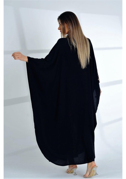 Siyah Leopar Renk Bloklu Sıfır Yaka Önden Düğmeli Cepli Oversize Uzun Elbise indirimleri