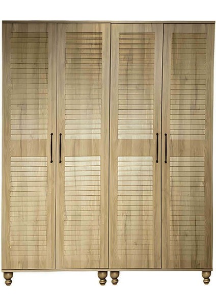 Pera Wood Mdf 4 Kapaklı Çekmeceli Genç Odası Dolabı – Doğal Görünüm