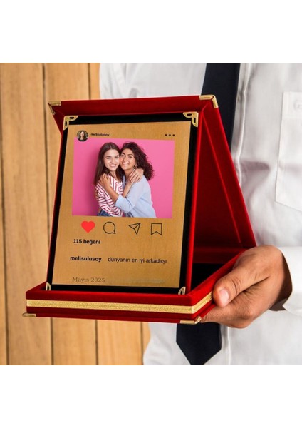 Arkadaşlara Özel Sosyal Medya Tasarımlı Fotoğraflı Hediye Plaket