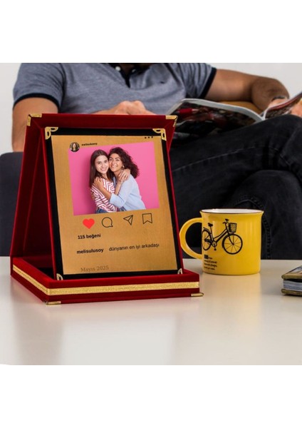 Arkadaşlara Özel Sosyal Medya Tasarımlı Fotoğraflı Hediye Plaket modelleri