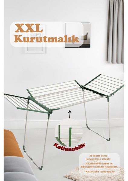 Fortune Katlanır Hafif Dayanıklı Çamaşır Kurutma Askısı Kurutmalık Beyaz