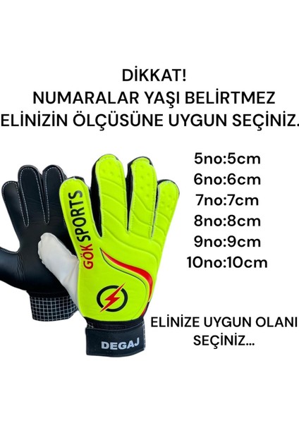 Çocuk kapıcı kaleci eldiveni junior kidz goalkeeper gloves bilek bandajlı neon sarı