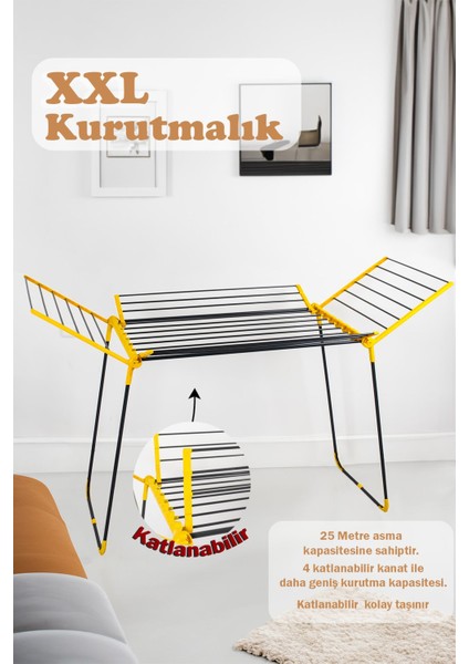 Fortune Katlanır, Hafif, Dayanıklı Çamaşır Kutuma Askısı Kurutmalık Antrasit