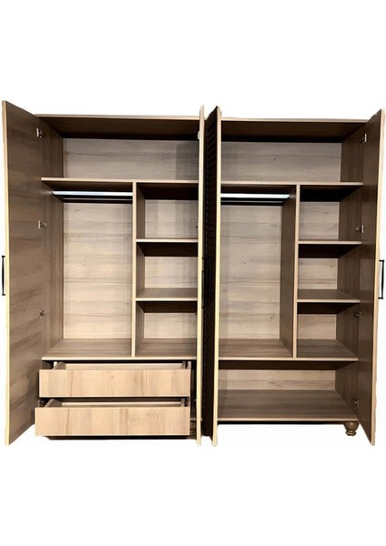 Pera Wood Mdf 4 Kapaklı Çekmeceli Genç Odası Dolabı – Doğal Görünüm