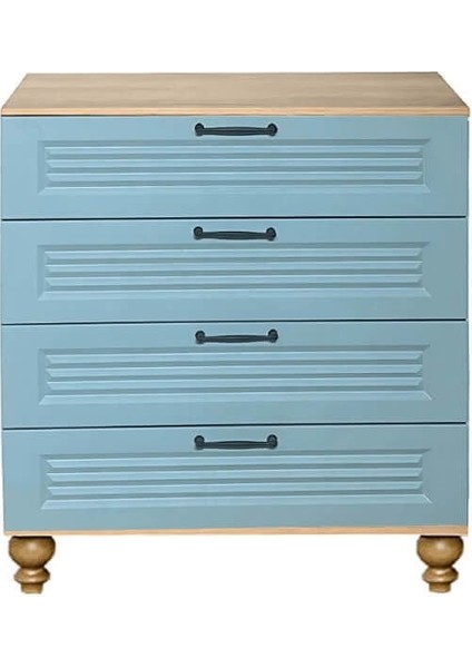 Mavi Çekmeceli Şifonyer | Birinci Sınıf MDF Kalitesi | REHAU Kaplama Kapaklar | Ağaç Ayaklı fırsatları