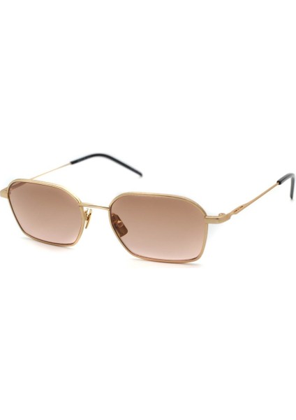 0309TK 120,000 52-17 Unisex Altın Titanyum Dikdörtgen Kahverengi UV400 Güneş Gözlüğü