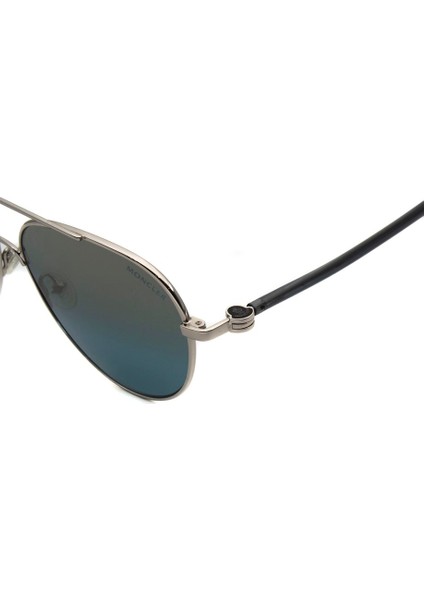 0056 16X 57-15 Erkek Güneş Gözlüğü, Gümüş Metal Çerçeve, Füme Degrade Lens