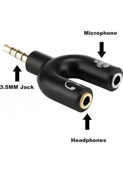 4456 Kulaklık Mikrofon Ayırıcı Çoklayıcı 3.5mm Splitter Switch Stereo Dönüştürücü