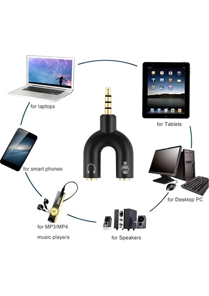 4456 Kulaklık Mikrofon Ayırıcı Çoklayıcı 3.5mm Splitter Switch Stereo Dönüştürücü