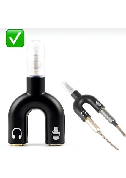 4456 Kulaklık Mikrofon Ayırıcı Çoklayıcı 3.5mm Splitter Switch Stereo Dönüştürücü