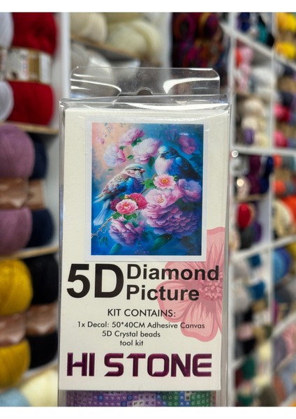 Taş Goblen Kanaviçe Seti – 40X50 cm | Çiçekler ve Kuşlar Desenli – Mozaik El Işi Tablo