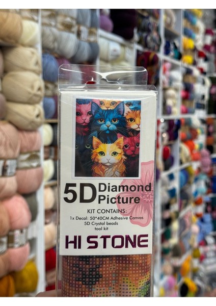 Taş Goblen Kanaviçe Seti – 40X50 cm | Kediler Desenli – Mozaik El Işi Tablo