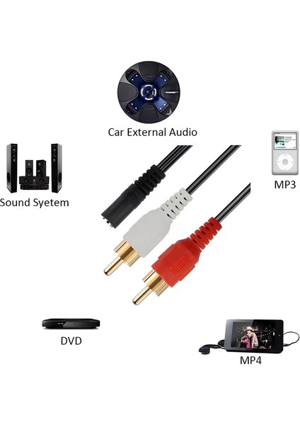 3.5mm Stereo To 2rca Tos Çevirici Dönüştürücü Adaptör Kablosu
