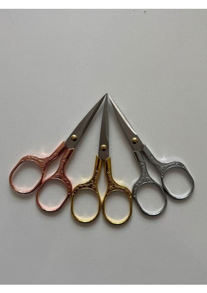 11 cm Çiçek Desenli Kabartmalı Bronz Nişan & Nakış Makası | Dekoratif ve Keskin Uçlu