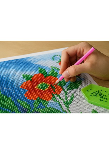 Taş Goblen Kanaviçe Seti – 40X50 cm | Çiçekler ve Kuşlar Desenli – Mozaik El Işi Tablo modelleri